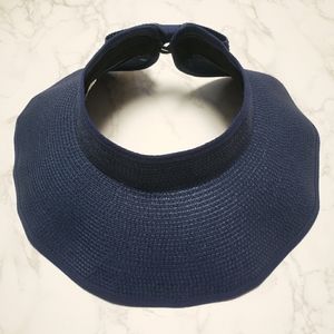 Sun Visor Hats for Women Wide Brim Straw Roll-Up Ponytail Summer Beach Hat.